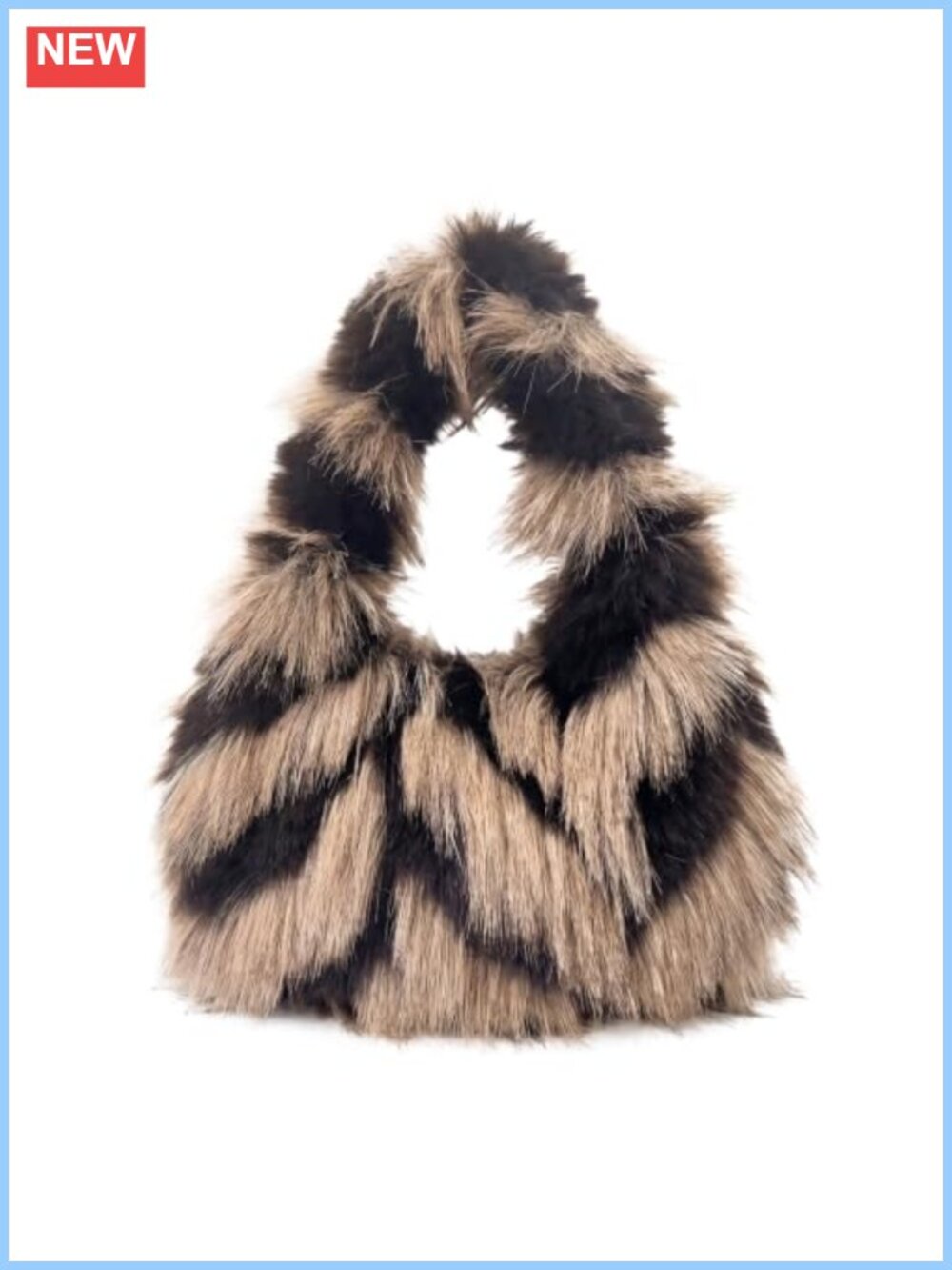 Fuzzy Faux Fur Tote Crescent Shoulder Bag Plush Hobo Handbag
